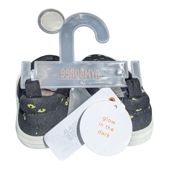 Gymboree Baby size 7 Black/Green Glow in the Dark Eyes Slip On Shoe - Picture 4 of 9